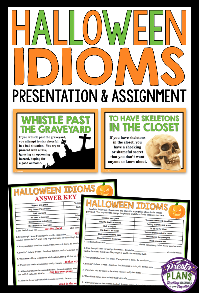Halloween Idioms Presentation &amp;amp; Activity | Idioms Lessons