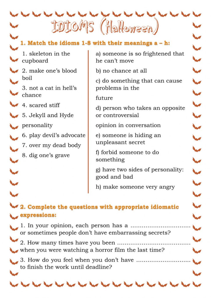 Halloween Idioms Worksheet