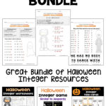 Halloween Integer Bundle With Worksheets, Task Cards, Boom