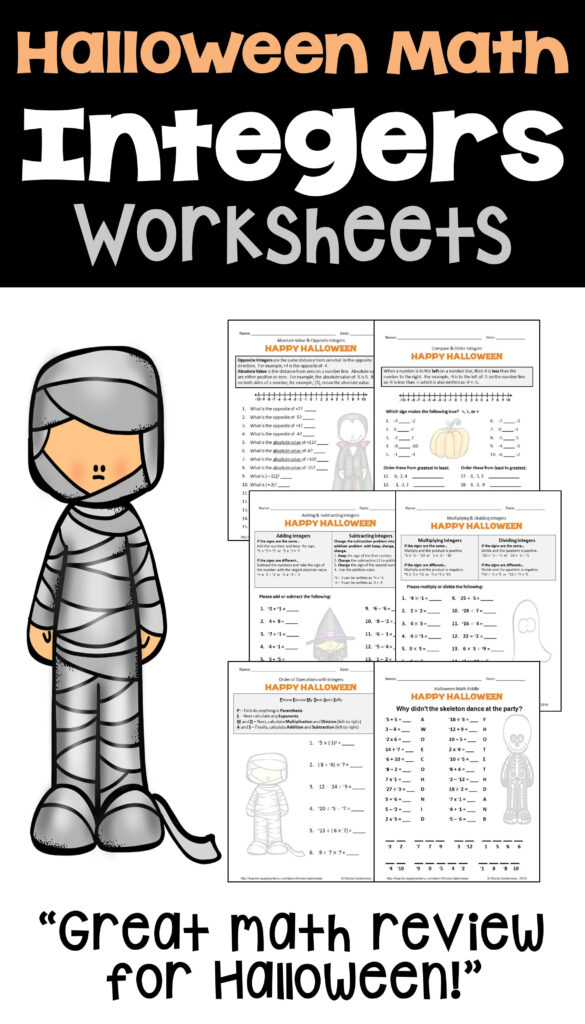 Halloween Integers Worksheets | Halloween Math Worksheets