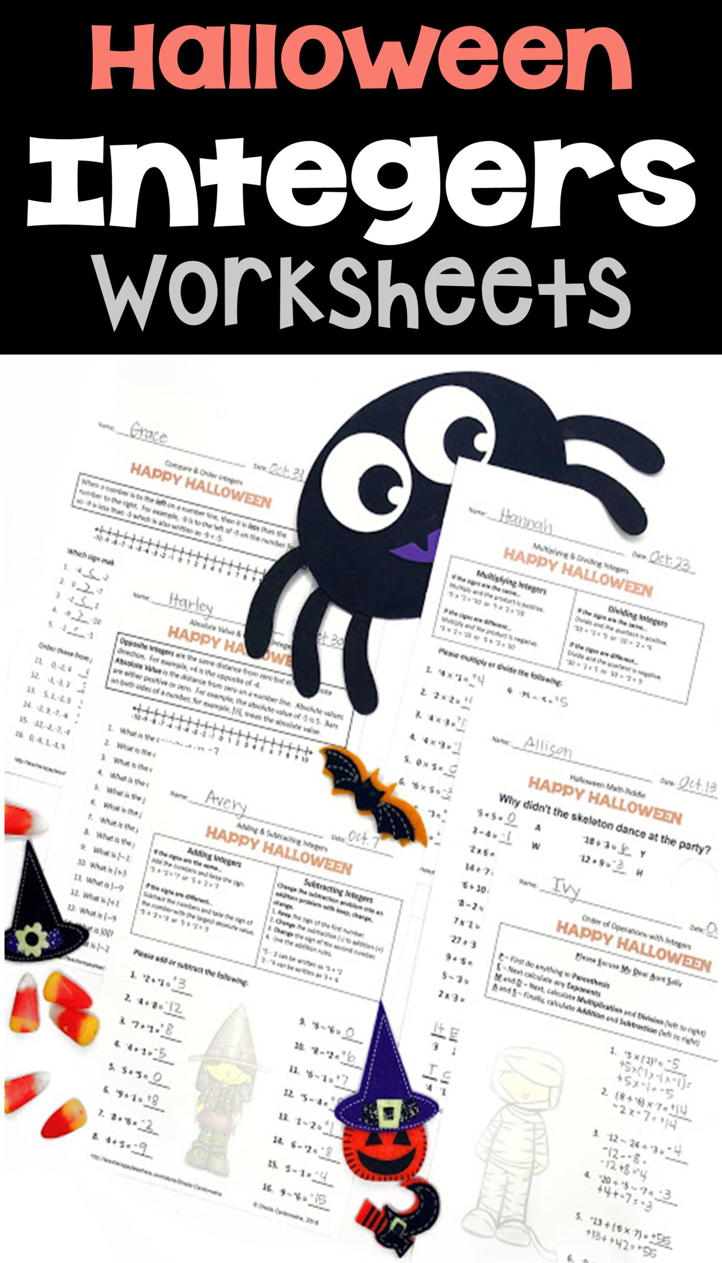 Halloween Integers Worksheets | Integers Worksheet