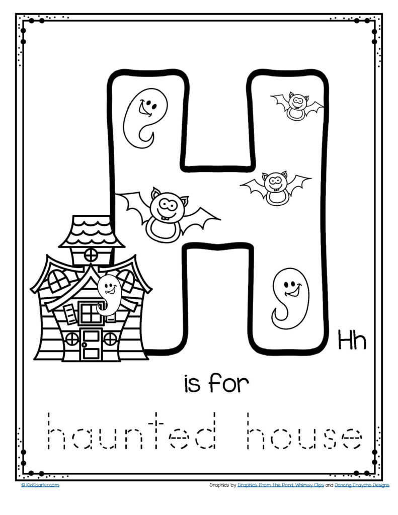 Halloween Letter H Is For Haunted House Trace And Color