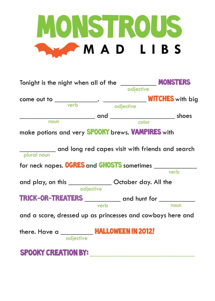 Halloween Mad Libs. | Halloween Class Party, Halloween