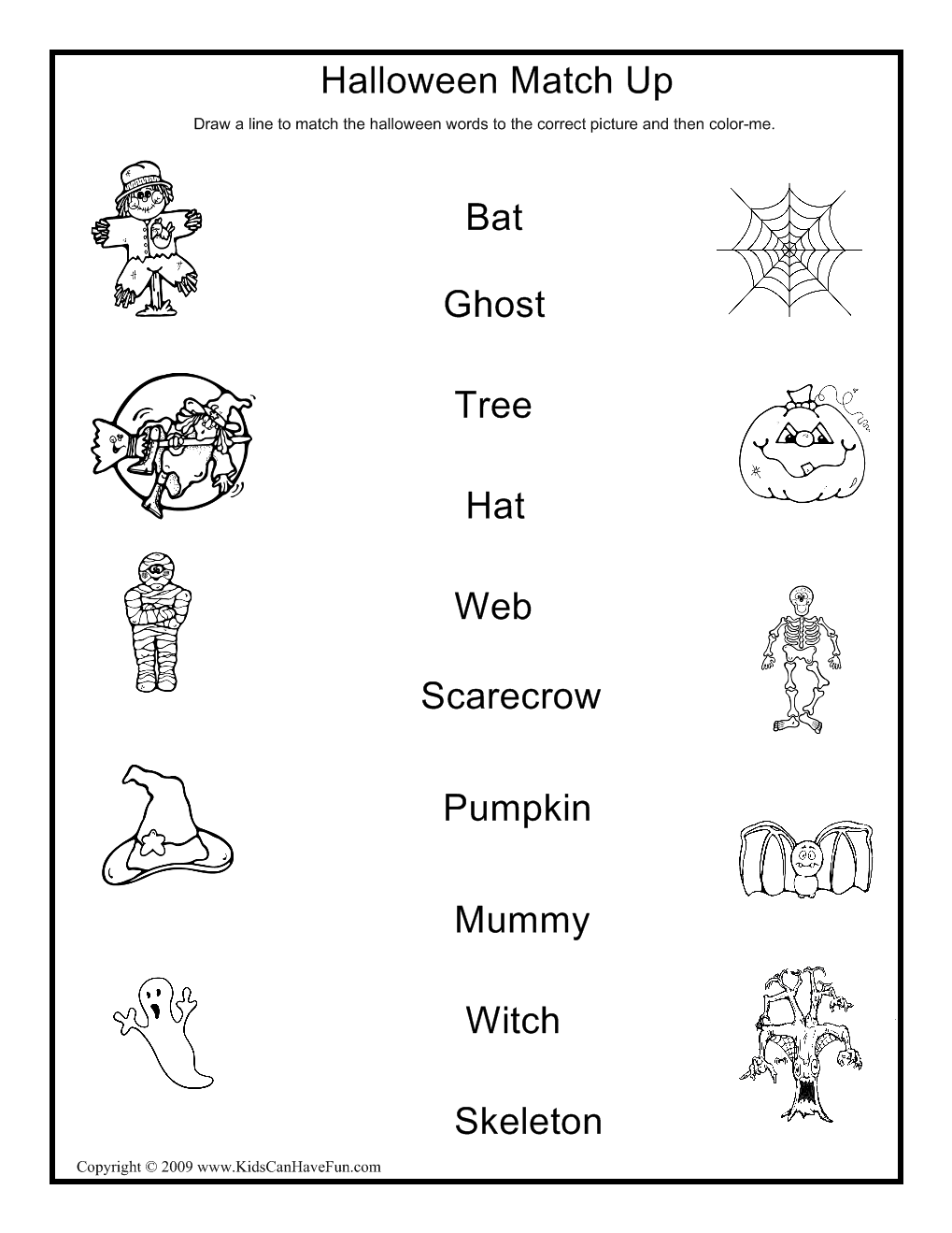 Halloween Match Up Activity | English Worksheets For Kids