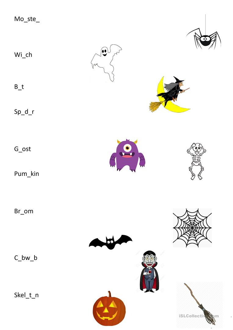 Halloween Matching Words - English Esl Worksheets For