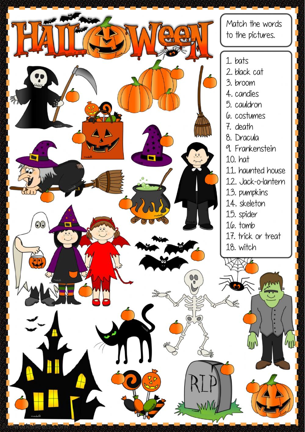 Halloween - Matching Worksheet