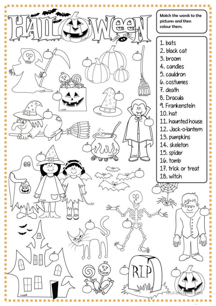 Halloween   Matching Worksheet   Free Esl Printable