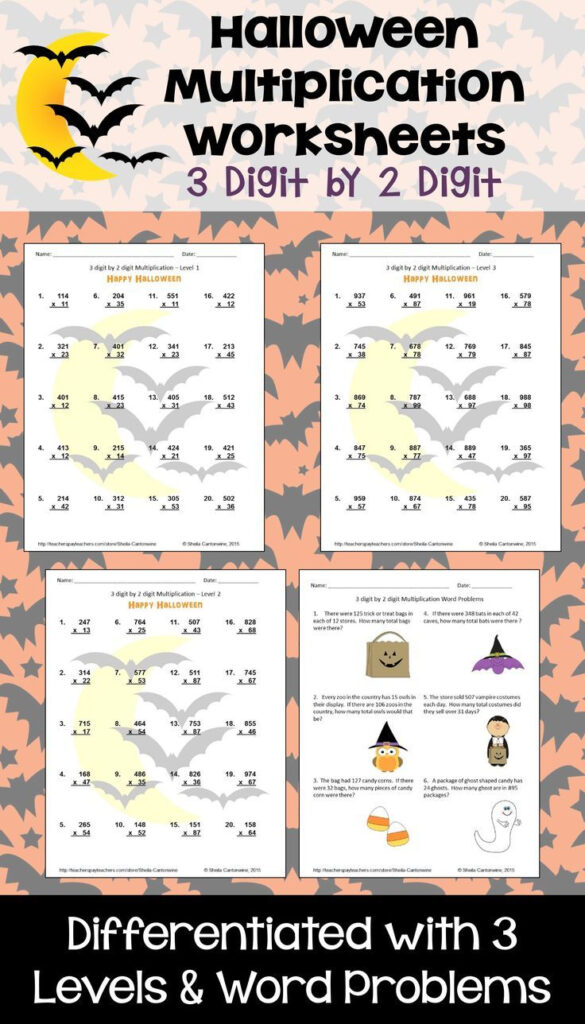 Halloween Math 3 Digit2 Digit Multiplication | Digital