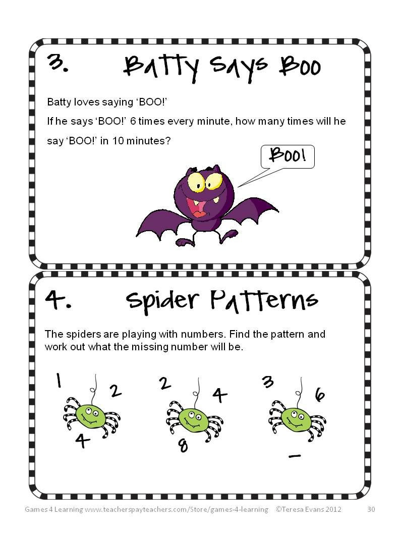 Halloween Math Activities - Worksheets, Games, Brain Teasers