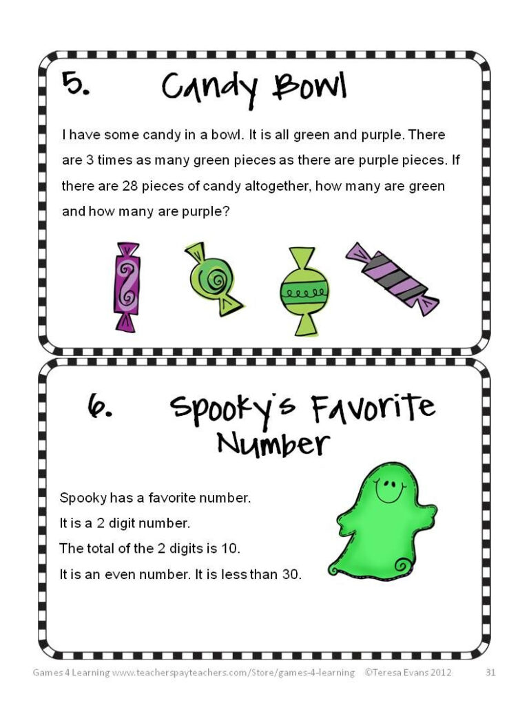 Halloween Math Activities   Worksheets, Games, Brain Teasers