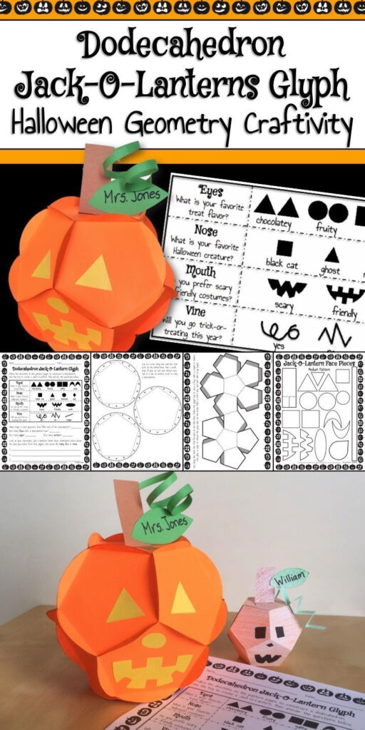 Halloween Math Activity Dodecahedron Jackolantern Glyph And