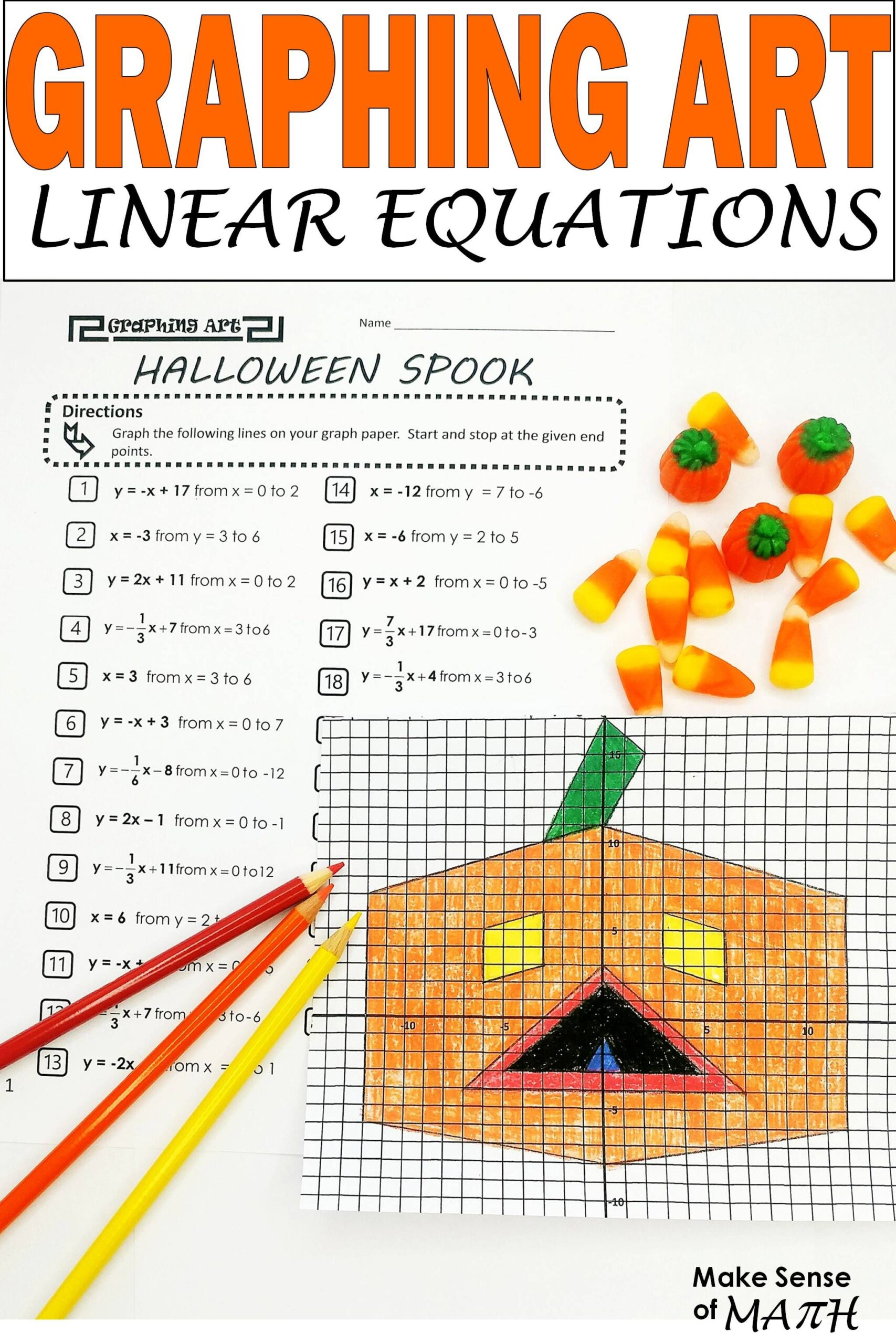 Halloween Math Activity Graphing Linear Equations Free