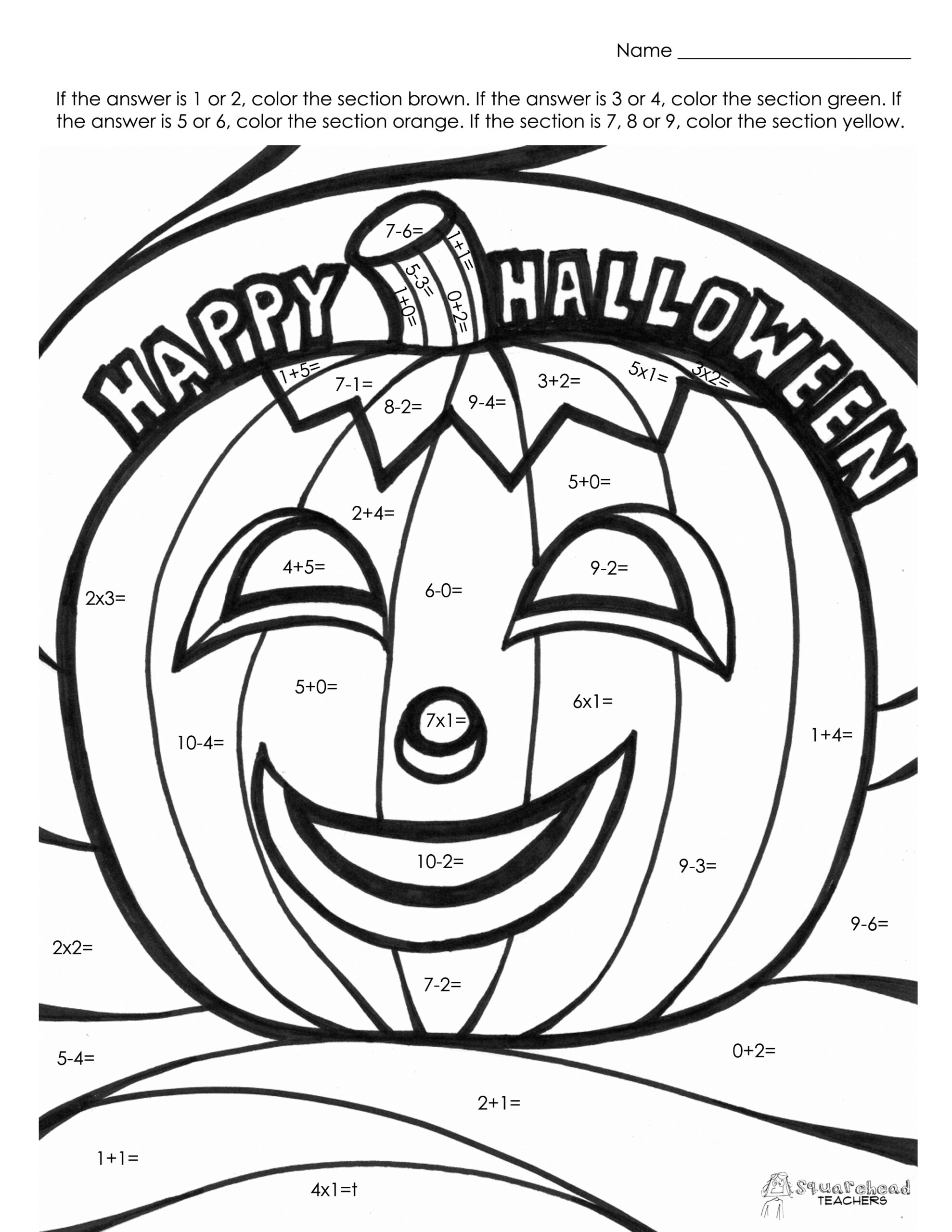 Halloween Math Coloring Sheets