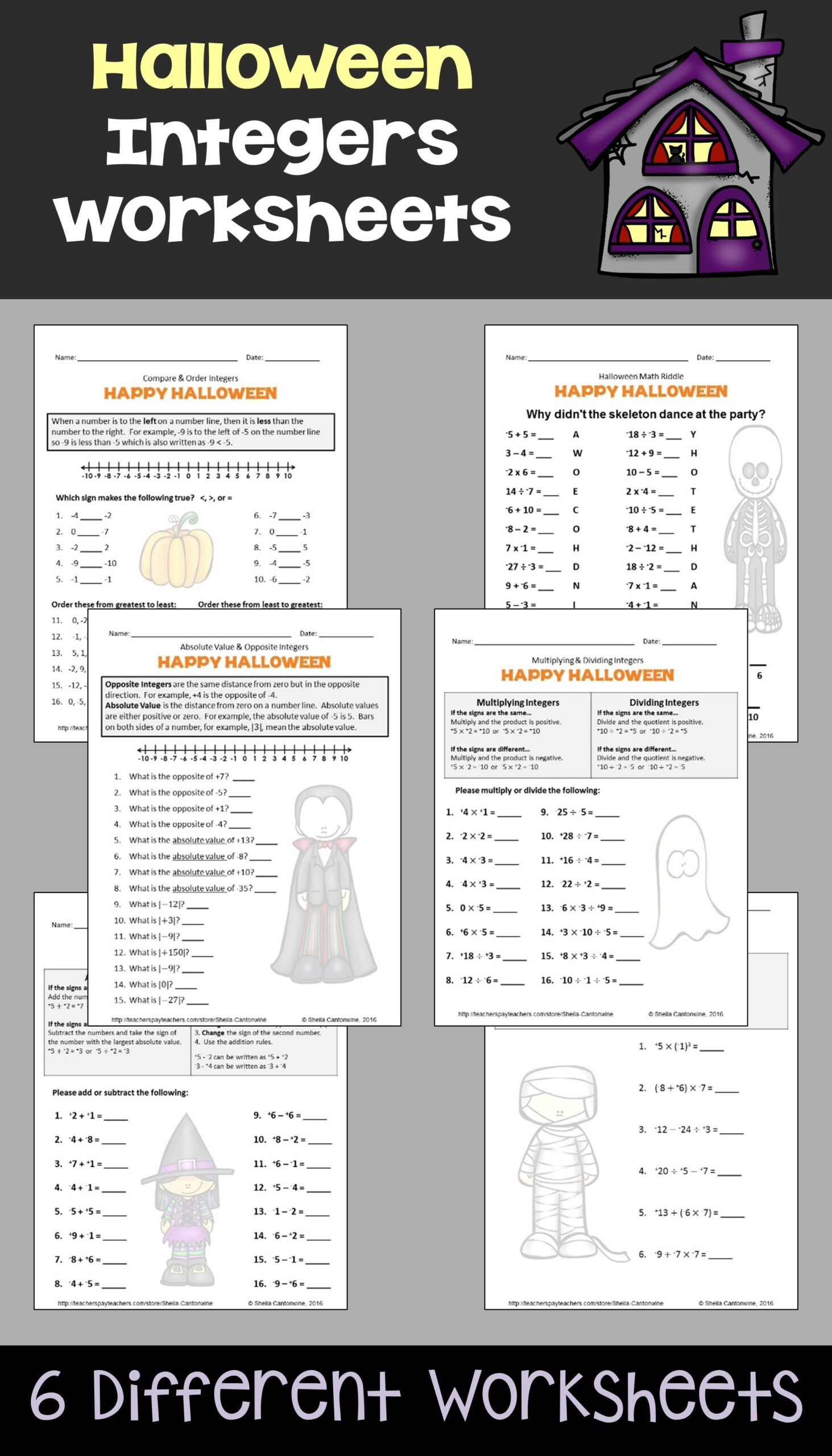 Halloween Math Is Fun For Kids With These Printable Integer