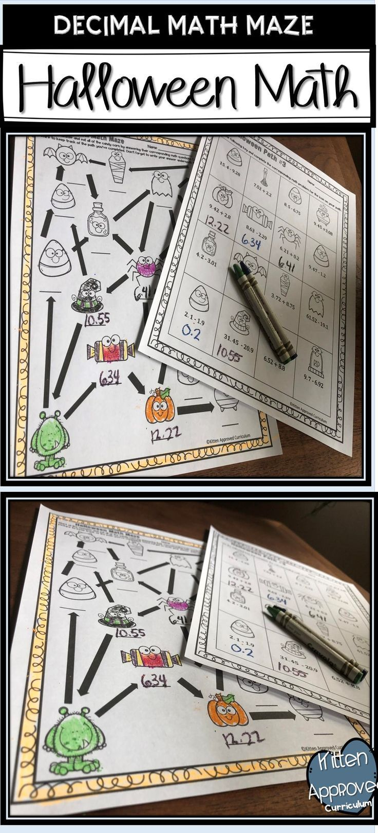 Halloween Math Maze For 5Th Grade. Students Add And Subtract