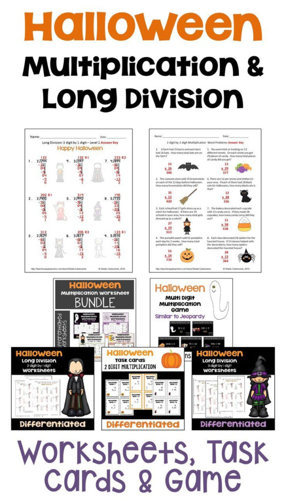 Halloween Math Multiplication And Long Division Bundle