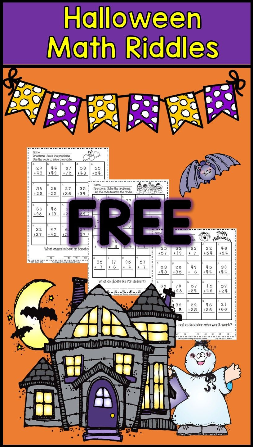 Halloween Math Riddles With 2-Digit Addition With Regrouping