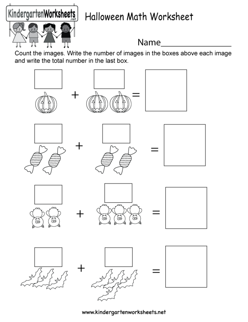 Halloween Math Worksheet   Free Kindergarten Holiday