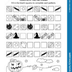 Halloween Math Worksheet With Sequential Patterns Stock