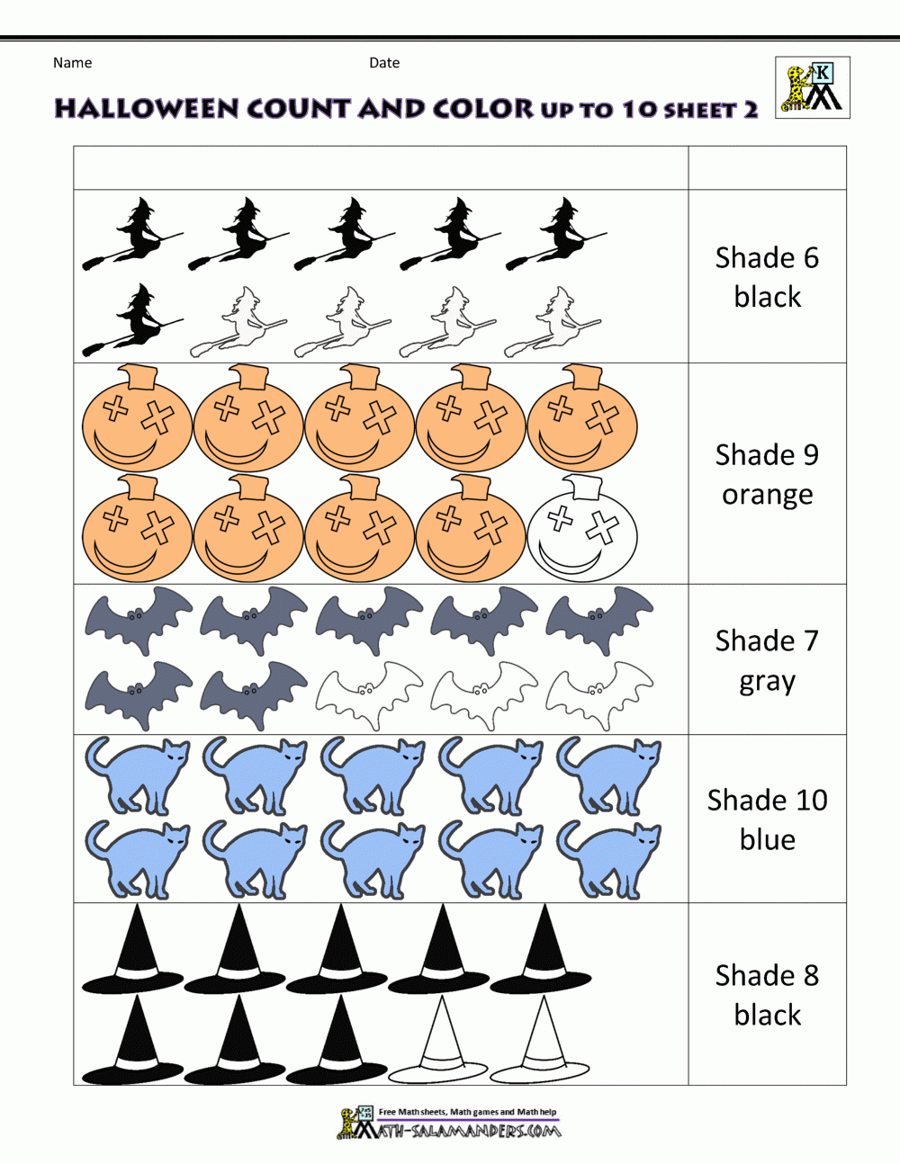 Halloween Math Worksheets For Kindergarten