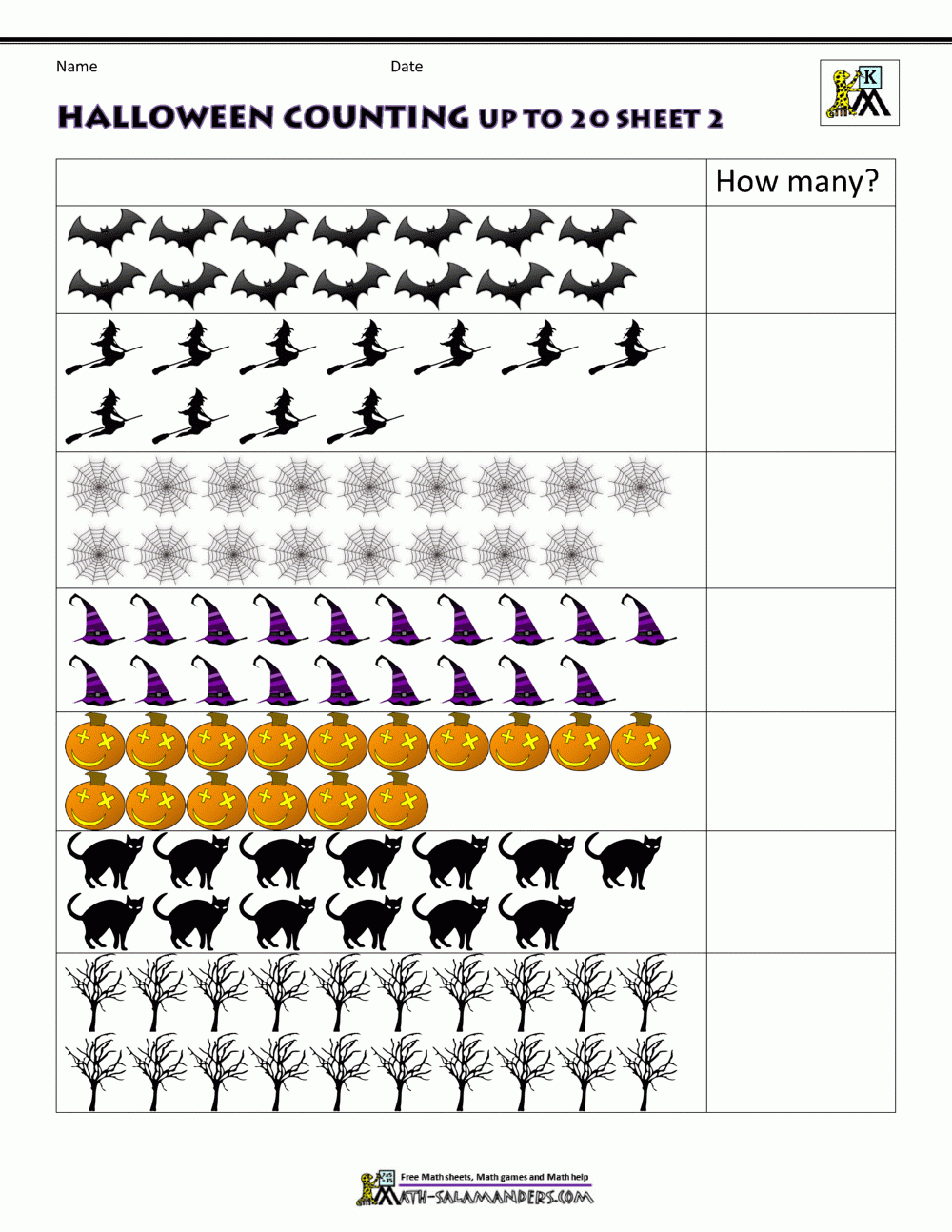 Halloween Math Worksheets For Kindergarten