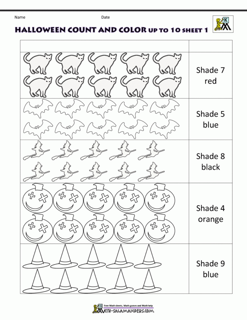 Halloween Math Worksheets For Kindergarten