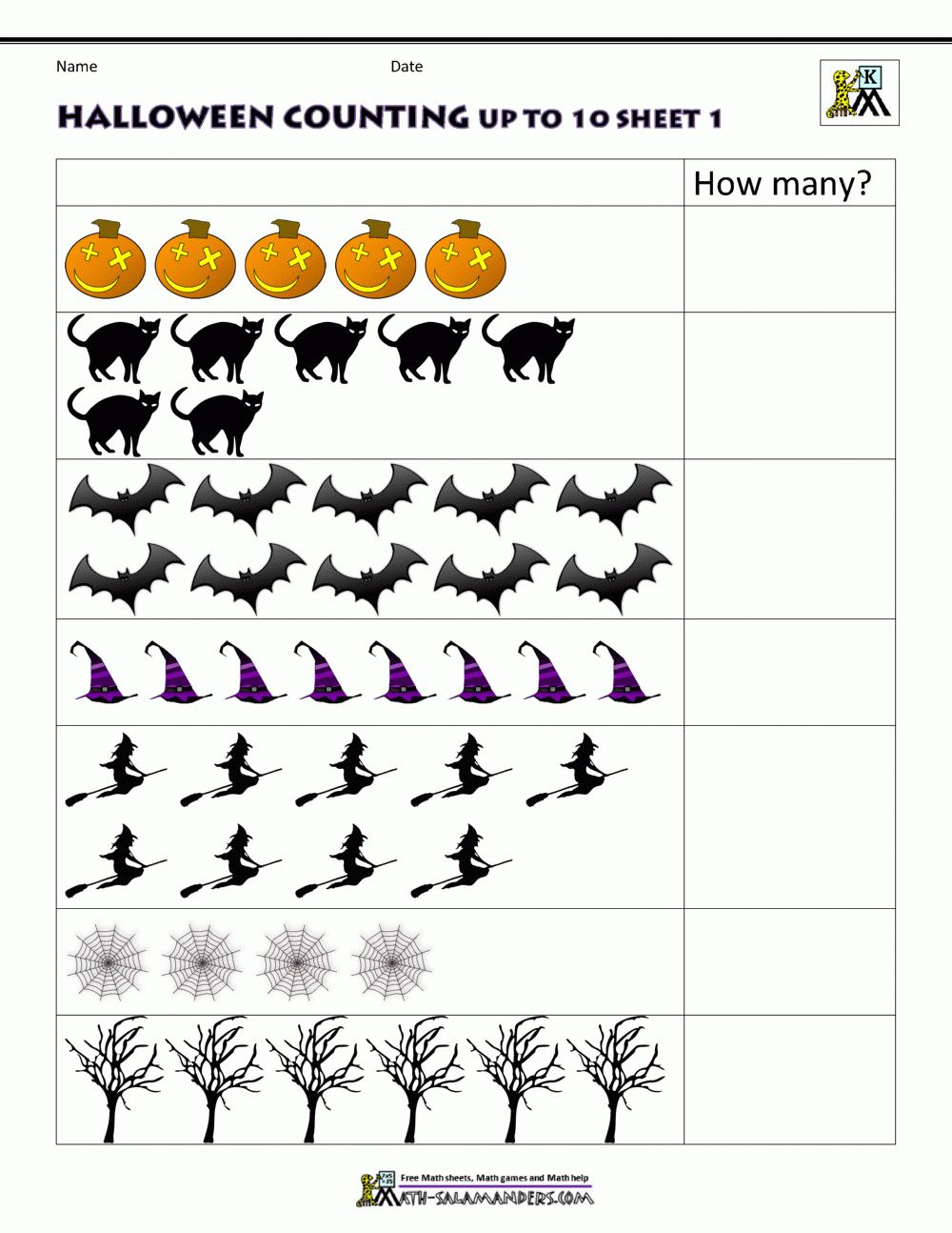 Halloween Math Worksheets For Kindergarten