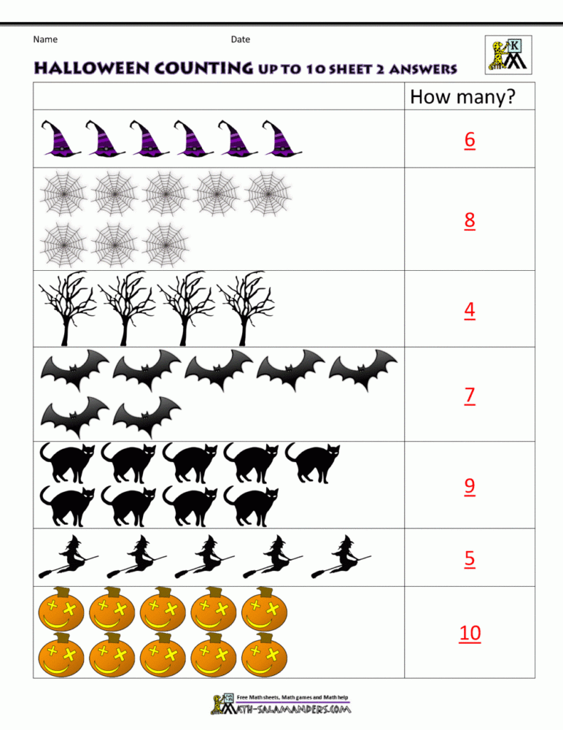 Halloween Math Worksheets For Kindergarten