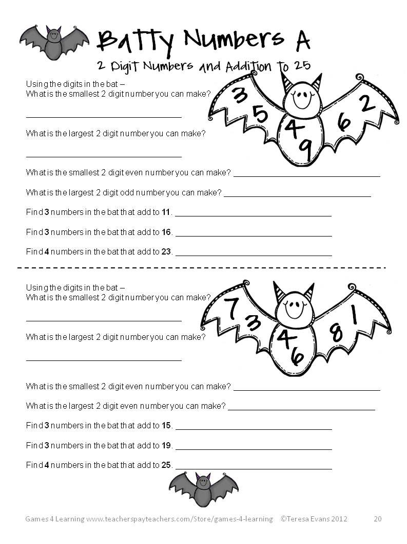 Halloween Math Worksheets, Games, Puzzles And Brain Teasers