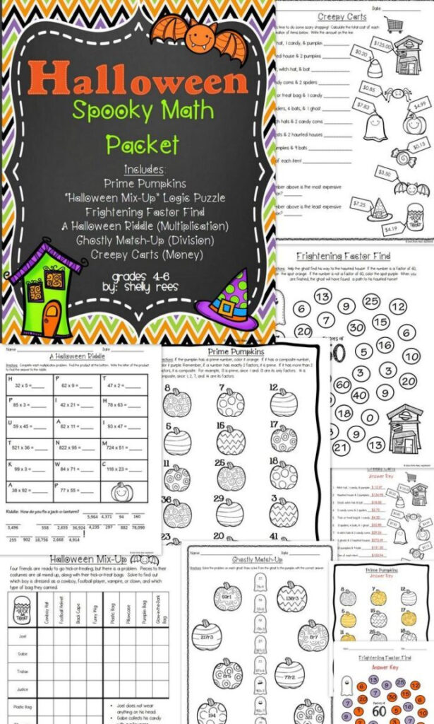 Halloween Math Worksheets Packets For Grade Equations With