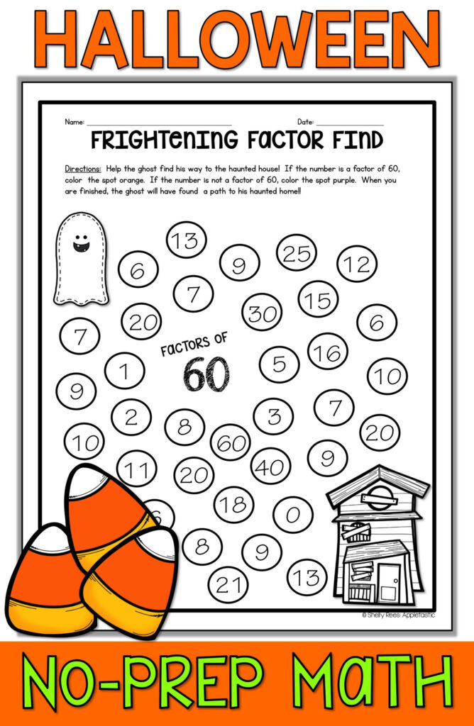 Halloween Math Worksheets Themed 3Rd Grade Division With Two