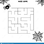 Halloween Maze Game. Spider And His Web. Worksheet For Kids