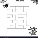 Halloween Maze Game Spider And His Web Worksheet Vector Image