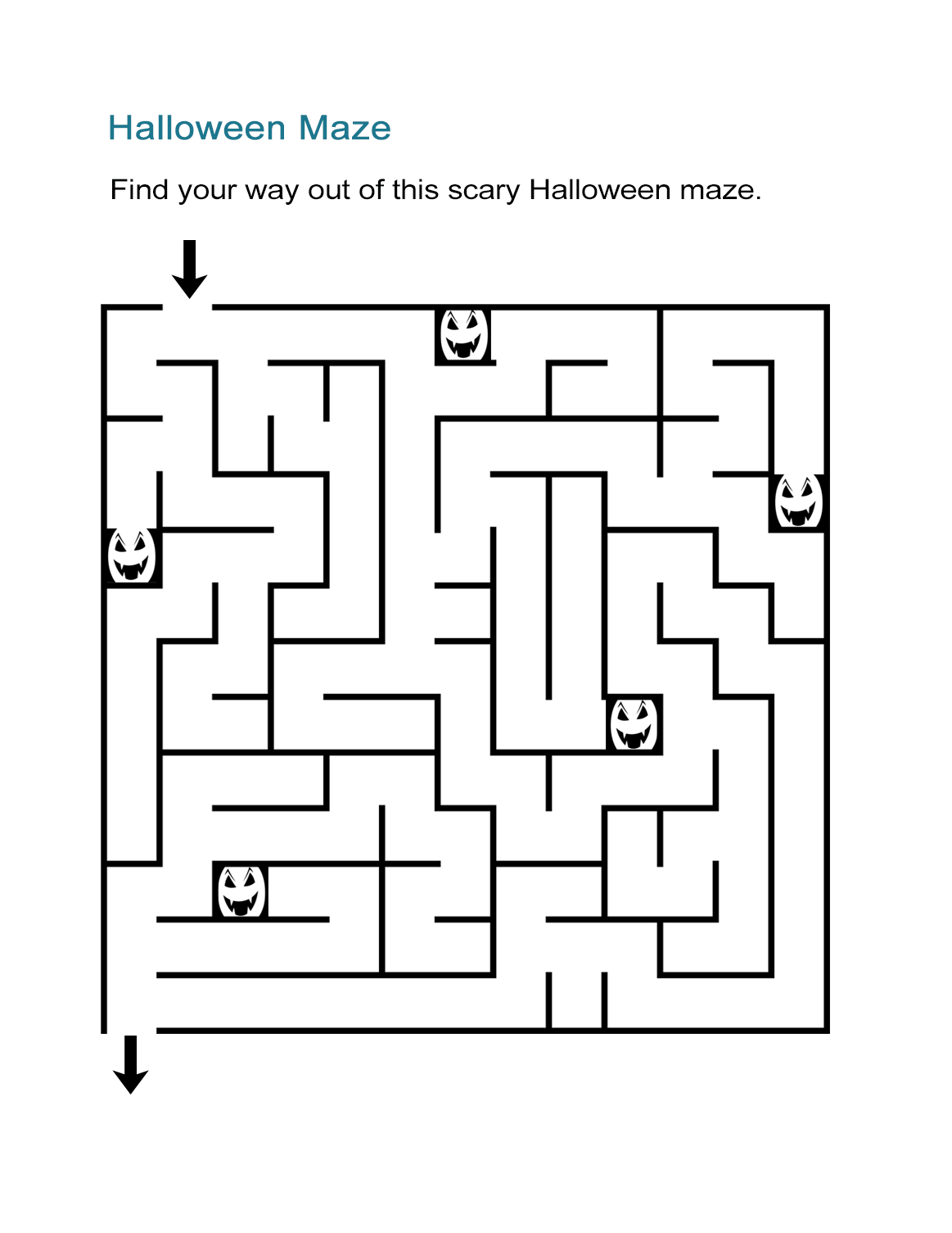 Halloween Maze Printable Worksheets