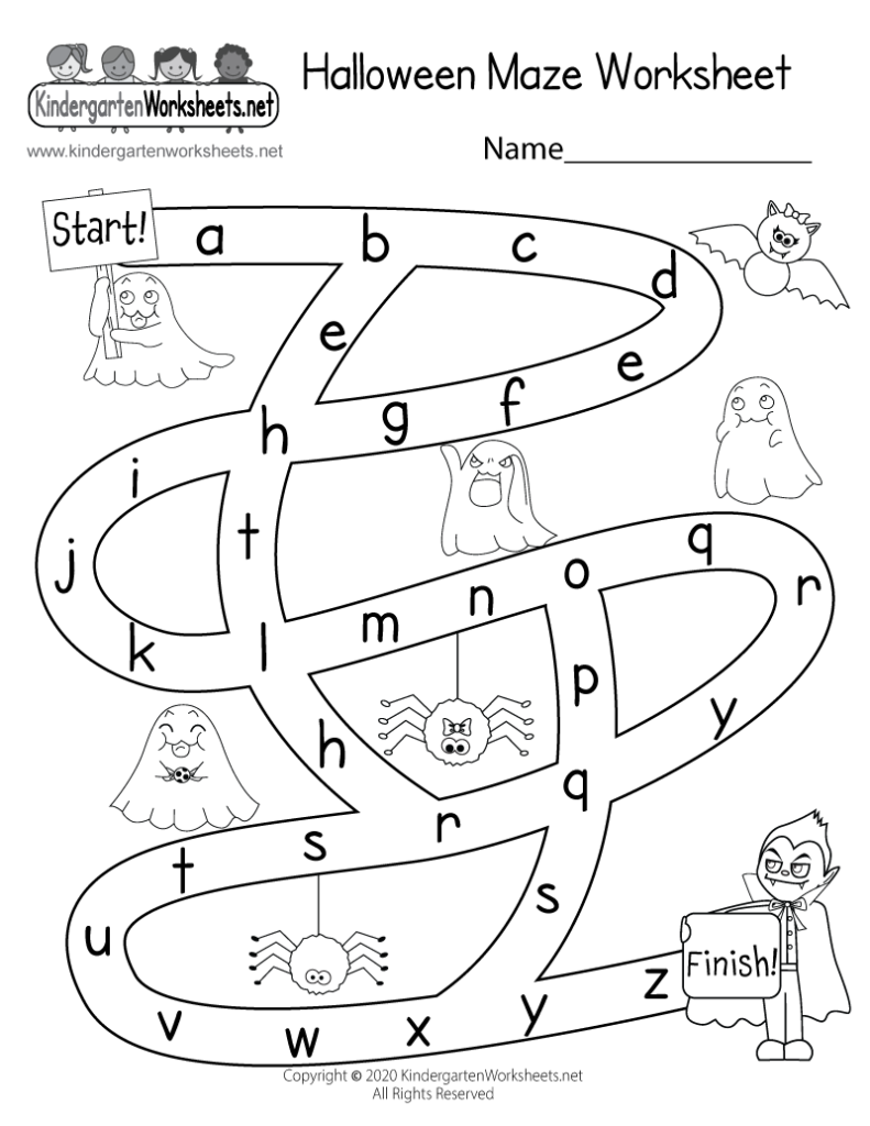 Halloween Maze Worksheet For Kindergarten   Free Printable