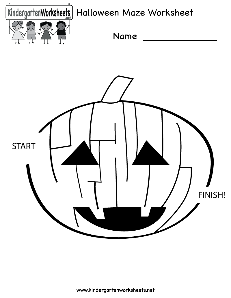 Halloween Maze Worksheet - Free Kindergarten Holiday