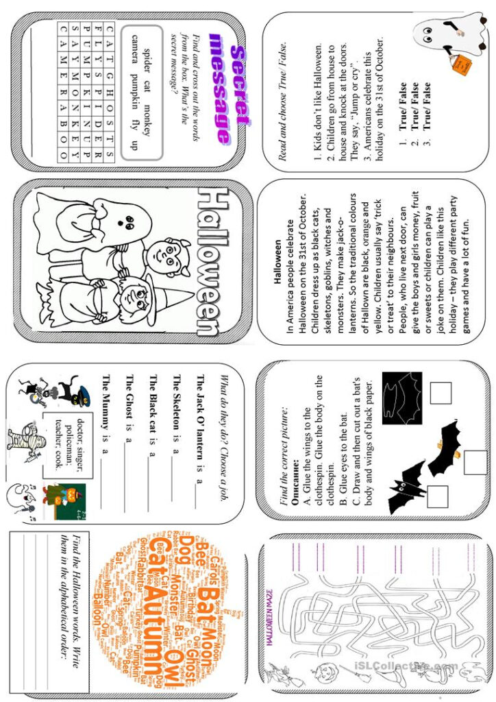 Halloween Minibook Fun Activities 2   English Esl Worksheets