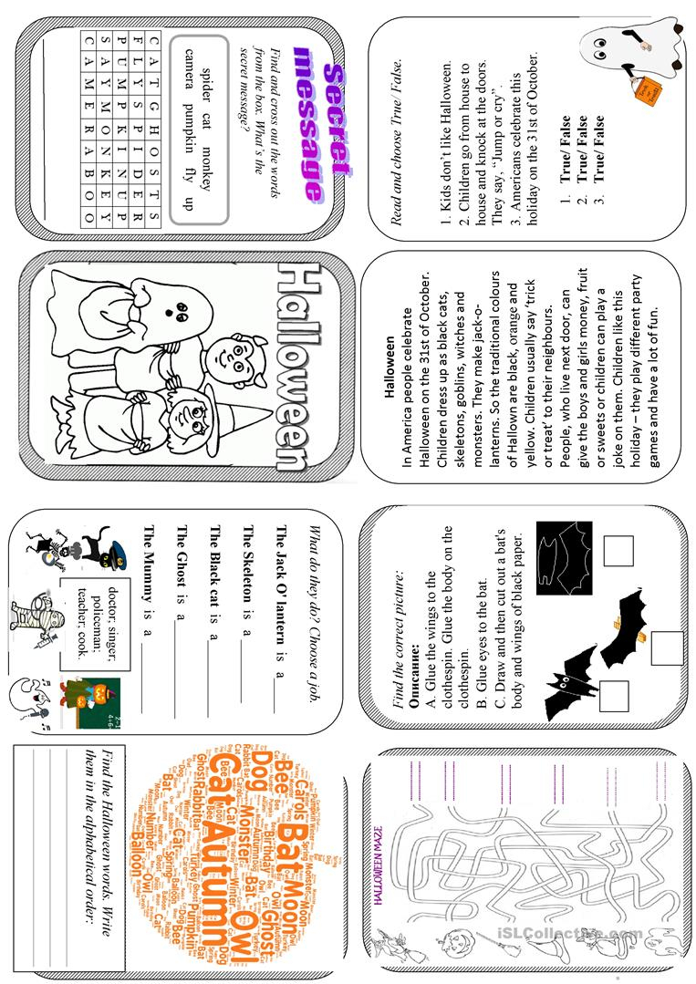 Halloween Minibook Fun Activities 2 - English Esl Worksheets