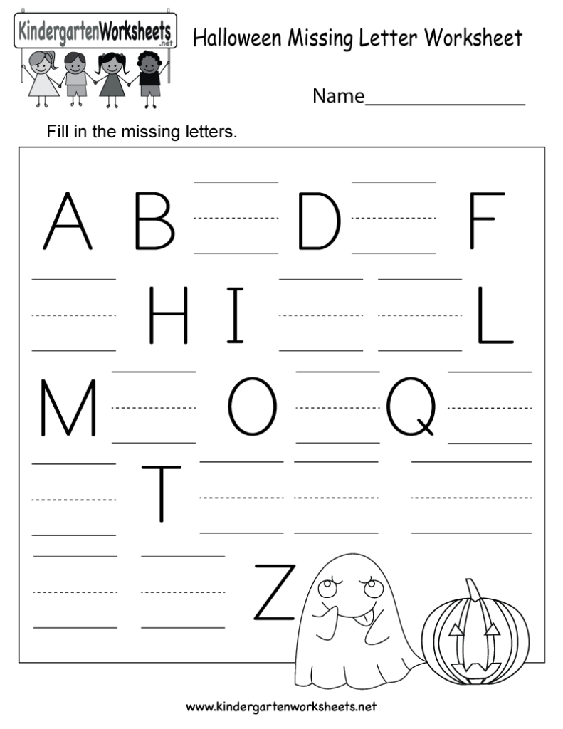 Halloween Missing Letter Worksheet   Free Kindergarten