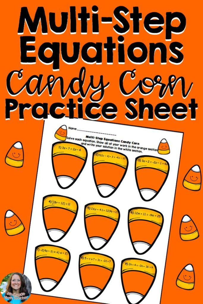 Halloween Multi Step Equations Candy Corn Activity Page