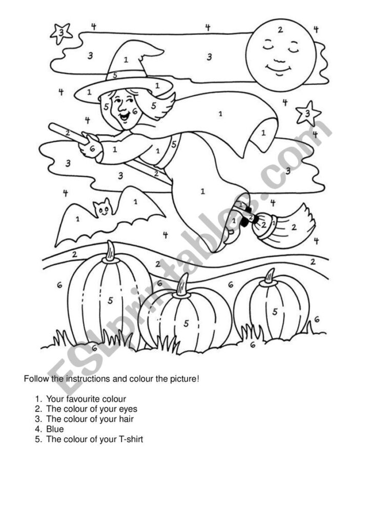 Halloween Number Colouring Picture   Esl Worksheeteliptikus