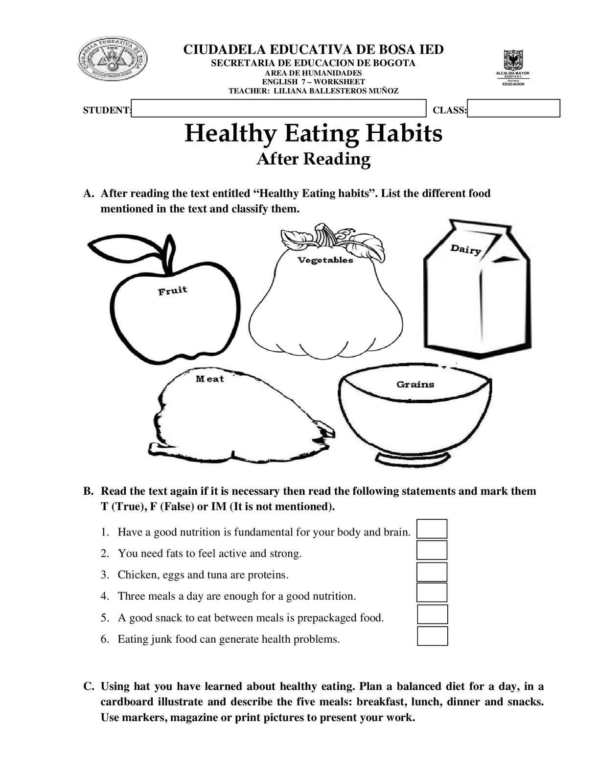 Halloween Nutrition Worksheets Nursery Homework Sheets