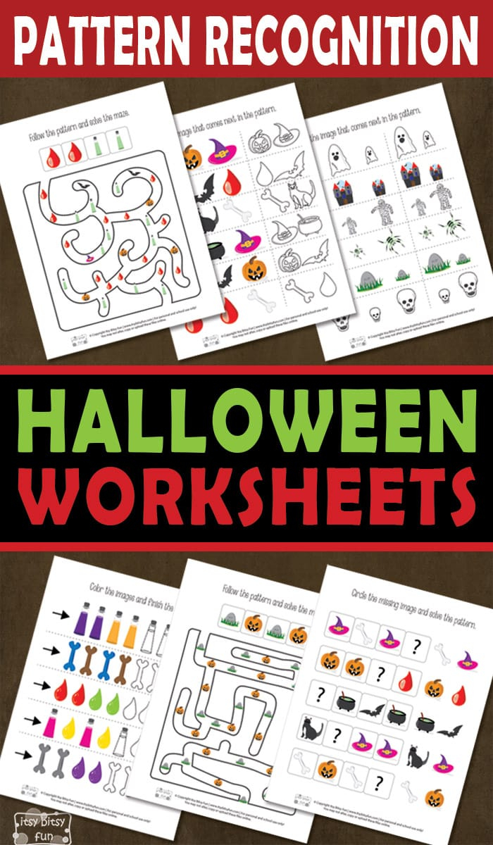 Halloween Pattern Recognition Worksheets - Itsybitsyfun