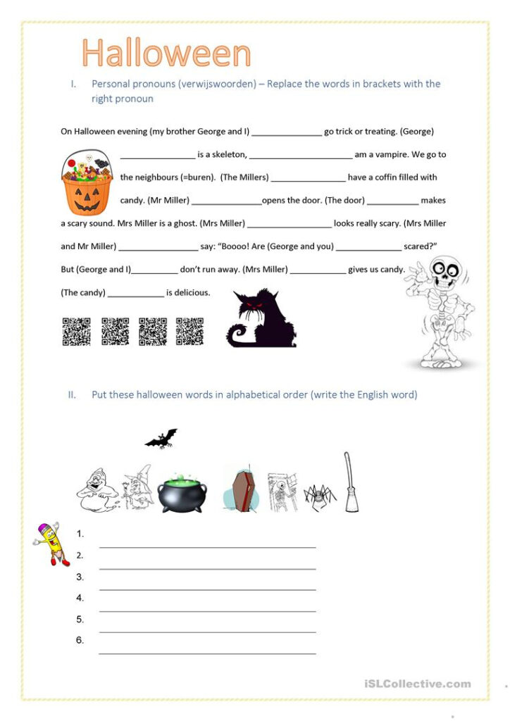 Halloween   Personal Pronouns   English Esl Worksheets For