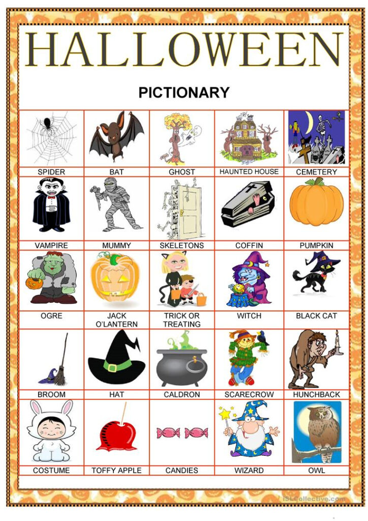 Halloween Pictionary   English Esl Worksheets For Distance