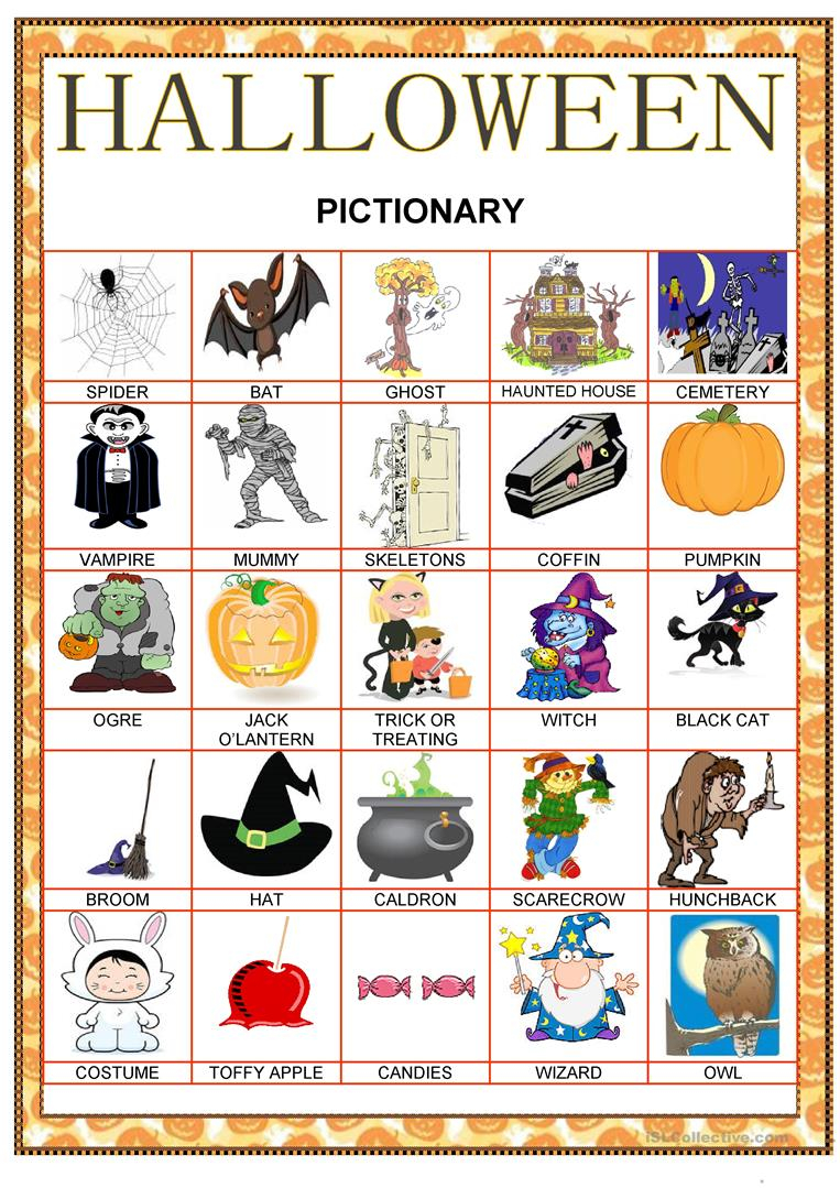 Halloween Pictionary - English Esl Worksheets For Distance