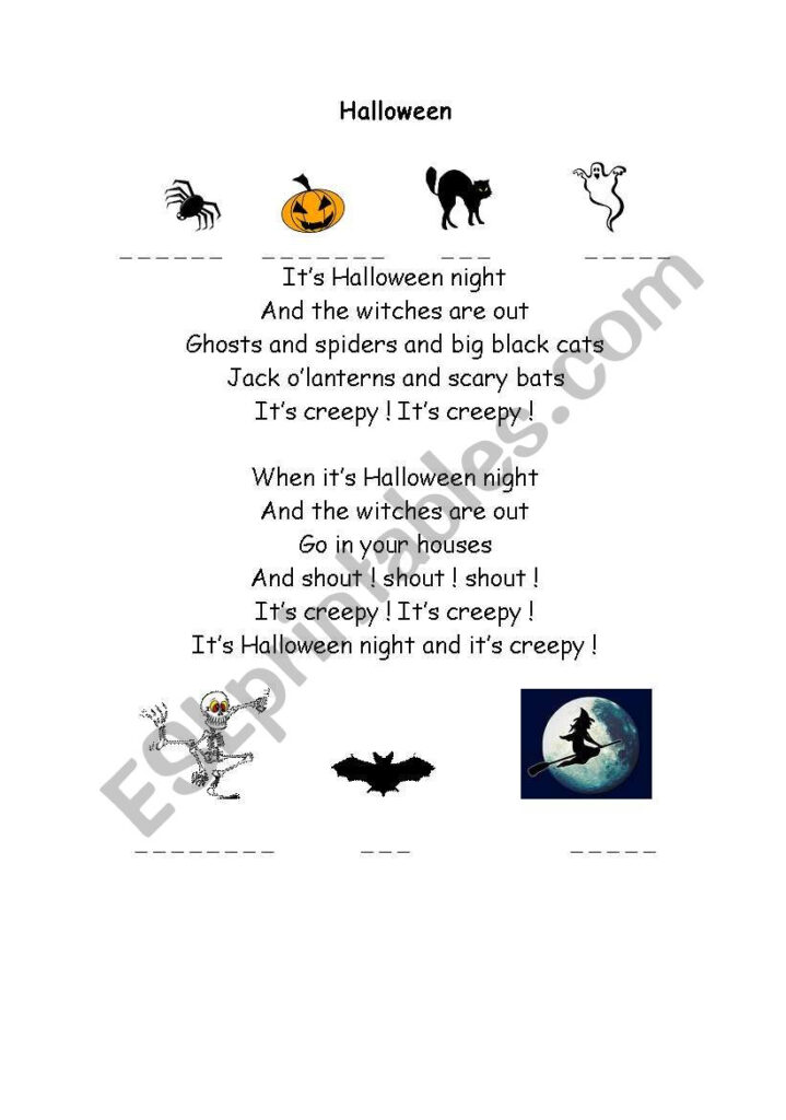 Halloween Poem   Esl Worksheetmissdurot