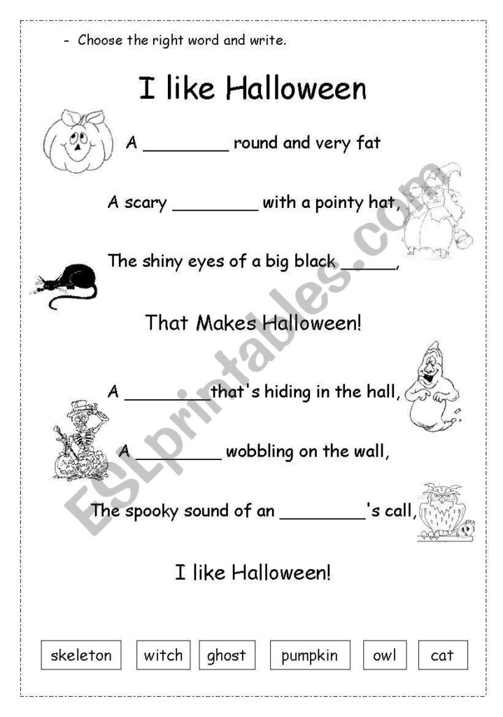 Halloween Poem   Esl Worksheettippinella