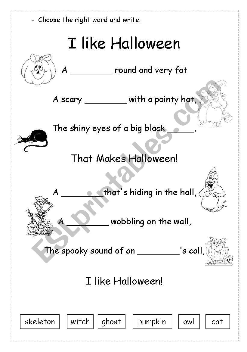 Halloween Poem - Esl Worksheettippinella