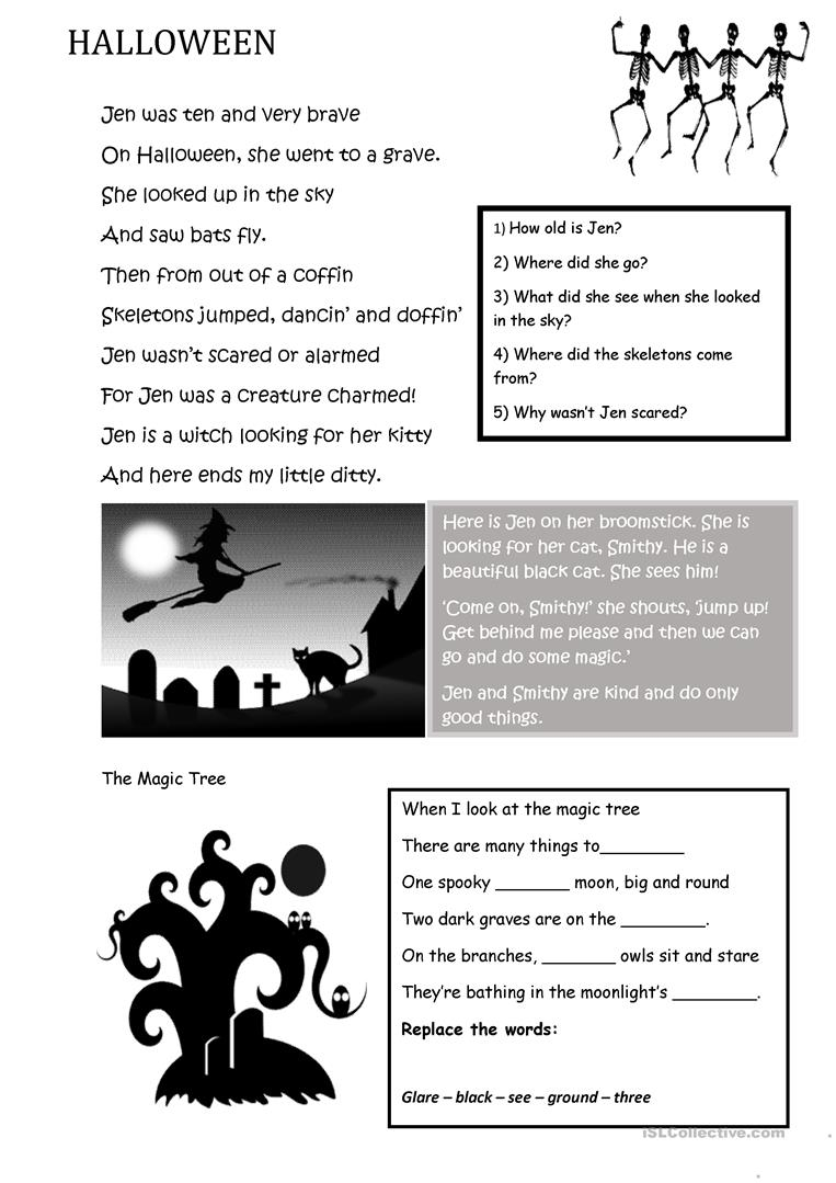 Halloween Poems - English Esl Worksheets For Distance